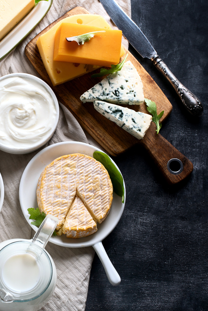 Dairy products on a table