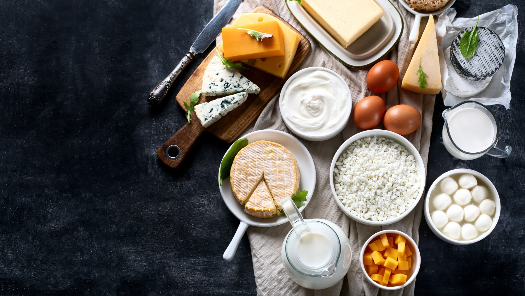 Vitamin B12 rich foods on a table