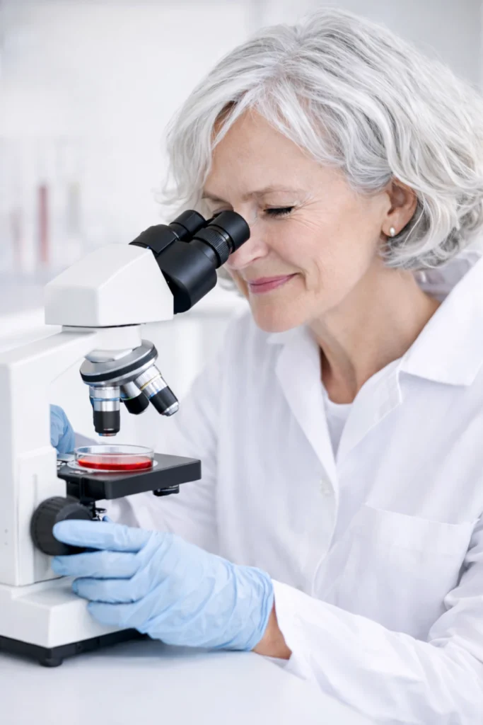scientist at the microscope